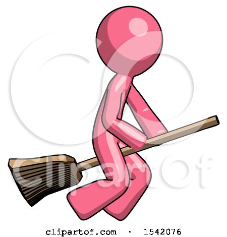 Pink Design Mascot Man Flying on Broom by Leo Blanchette
