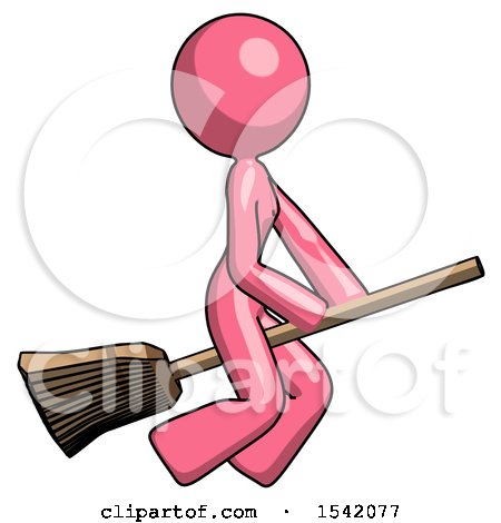 Pink Design Mascot Woman Flying on Broom by Leo Blanchette