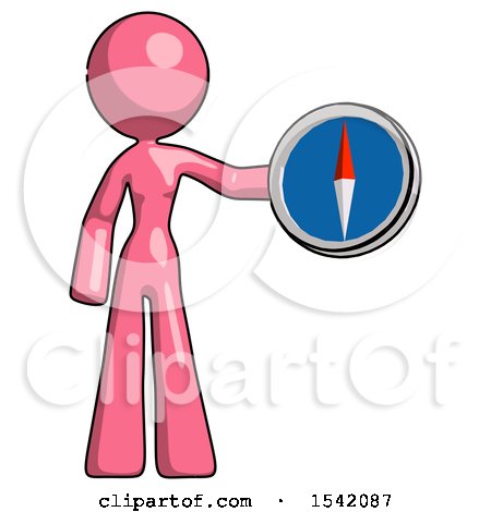 Pink Design Mascot Woman Holding a Large Compass by Leo Blanchette