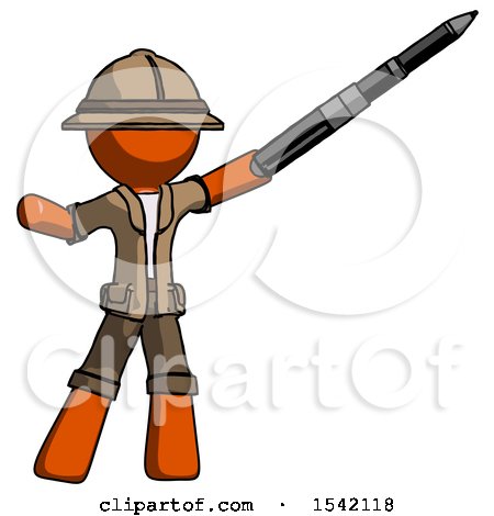 Orange Explorer Ranger Man Demonstrating That Indeed the Pen Is Mightier by Leo Blanchette