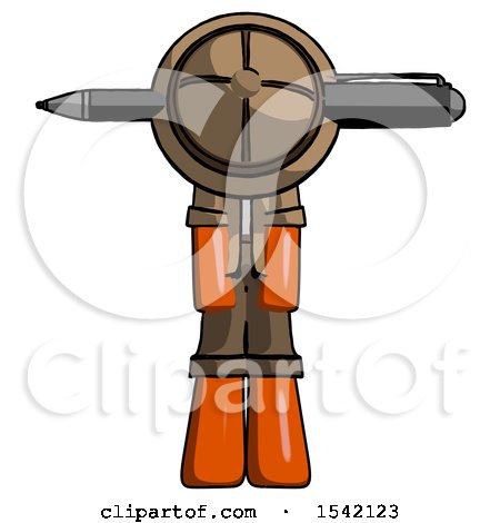 Orange Explorer Ranger Man Head Impaled with Pen by Leo Blanchette