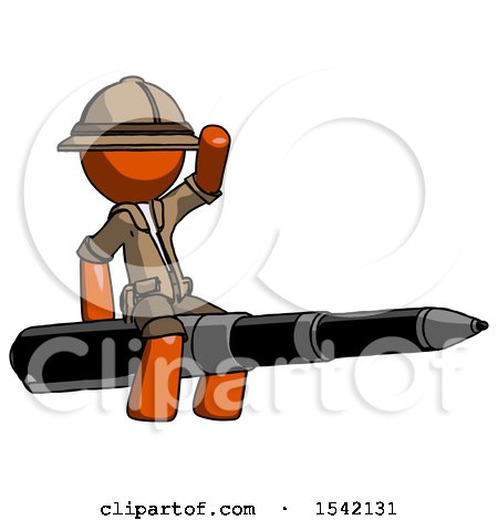 Orange Explorer Ranger Man Riding a Pen like a Giant Rocket by Leo Blanchette