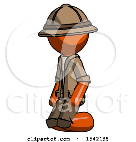 Orange Explorer Ranger Man Kneeling Angle View Left by Leo Blanchette