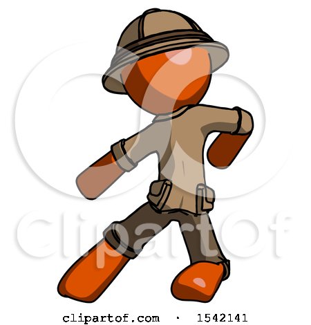 Orange Explorer Ranger Man Karate Defense Pose Left by Leo Blanchette