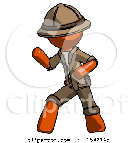 Orange Explorer Ranger Man Martial Arts Defense Pose Left by Leo Blanchette