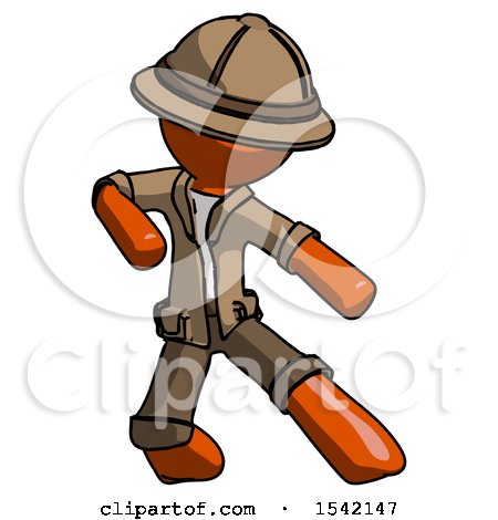 Orange Explorer Ranger Man Karate Defense Pose Right by Leo Blanchette