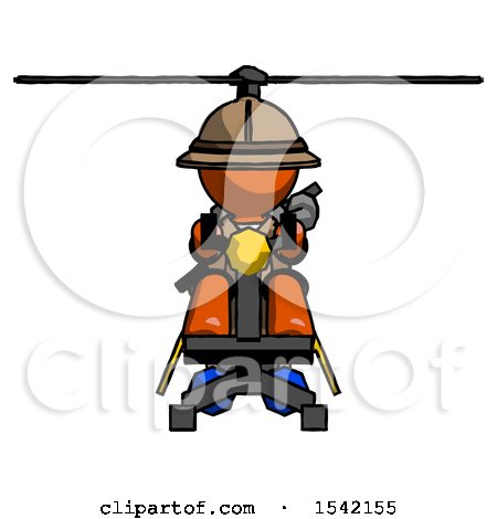 Orange Explorer Ranger Man Flying in Gyrocopter Front View by Leo Blanchette