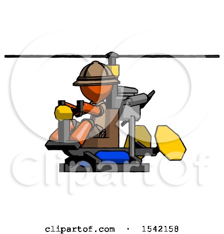 Orange Explorer Ranger Man Flying in Gyrocopter Front Side Angle View by Leo Blanchette