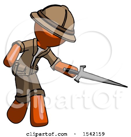 Orange Explorer Ranger Man Sword Pose Stabbing or Jabbing by Leo Blanchette