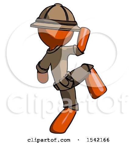 Orange Explorer Ranger Man Kick Pose Start by Leo Blanchette