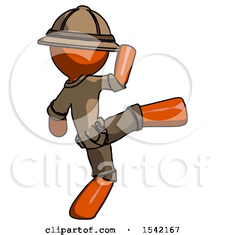 Orange Explorer Ranger Man Kick Pose by Leo Blanchette