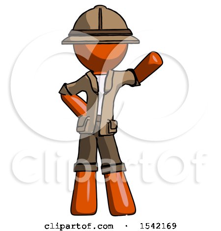 Orange Explorer Ranger Man Waving Left Arm with Hand on Hip by Leo Blanchette