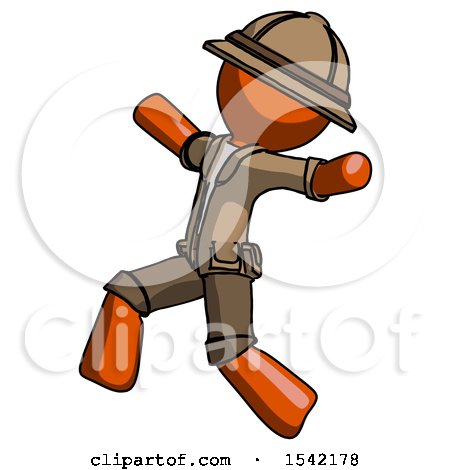 Orange Explorer Ranger Man Running Away in Hysterical Panic Direction Left by Leo Blanchette