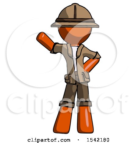 Orange Explorer Ranger Man Waving Right Arm with Hand on Hip by Leo Blanchette
