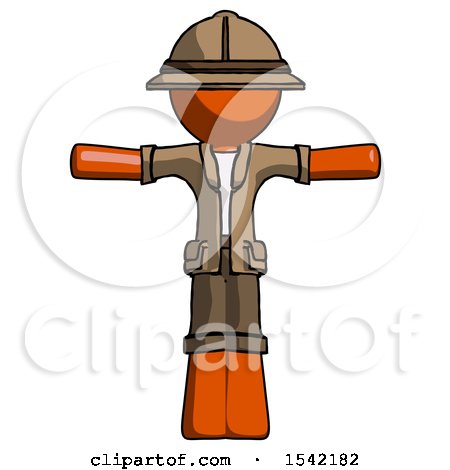 Orange Explorer Ranger Man T-Pose Arms up Standing by Leo Blanchette