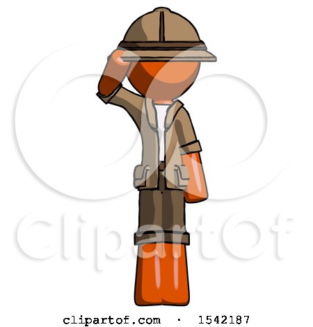 Orange Explorer Ranger Man Soldier Salute Pose by Leo Blanchette