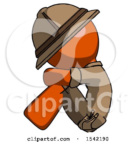 Orange Explorer Ranger Man Sitting with Head down Facing Sideways Left by Leo Blanchette