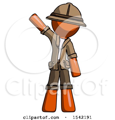 Orange Explorer Ranger Man Waving Emphatically with Right Arm by Leo Blanchette