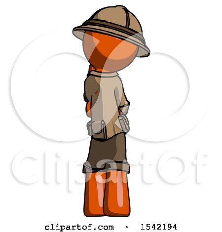 Orange Explorer Ranger Man Thinking, Wondering, or Pondering Rear View by Leo Blanchette