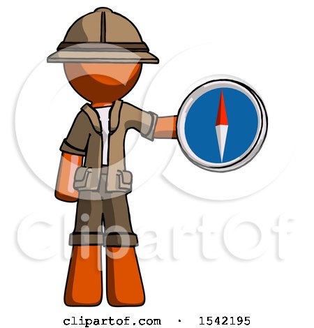 Orange Explorer Ranger Man Holding a Large Compass by Leo Blanchette