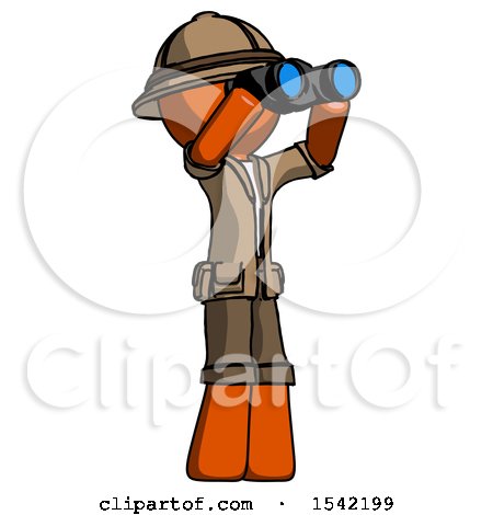 Orange Explorer Ranger Man Looking Through Binoculars to the Right by Leo Blanchette
