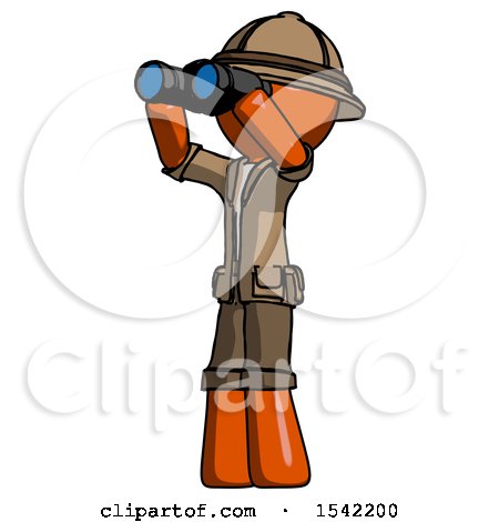 Orange Explorer Ranger Man Looking Through Binoculars to the Left by Leo Blanchette