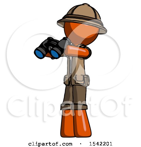 Orange Explorer Ranger Man Holding Binoculars Ready to Look Left by Leo Blanchette