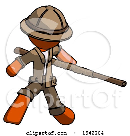Orange Explorer Ranger Man Bo Staff Action Hero Kung Fu Pose by Leo Blanchette