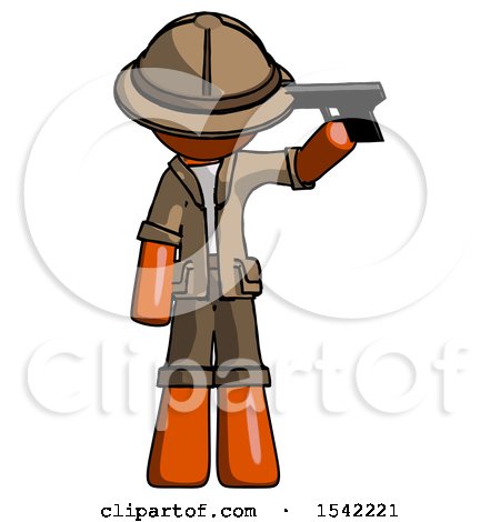 Orange Explorer Ranger Man Suicide Gun Pose by Leo Blanchette