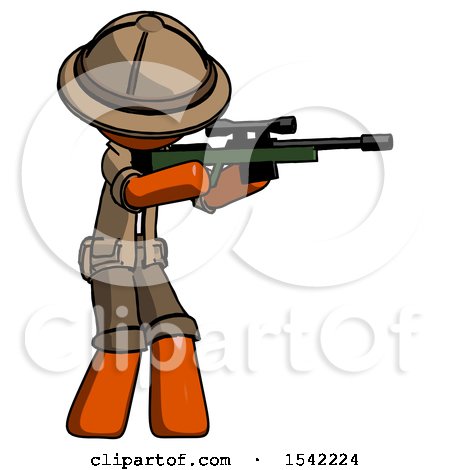 Orange Explorer Ranger Man Shooting Sniper Rifle by Leo Blanchette