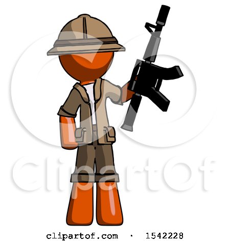 Orange Explorer Ranger Man Holding Automatic Gun by Leo Blanchette