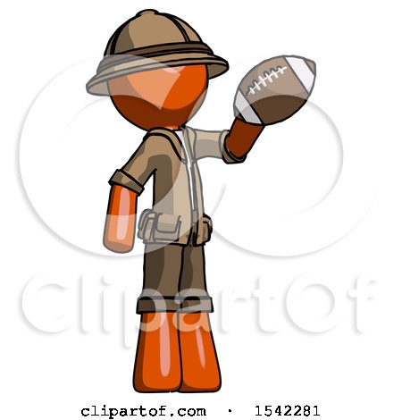 Orange Explorer Ranger Man Holding Football up by Leo Blanchette
