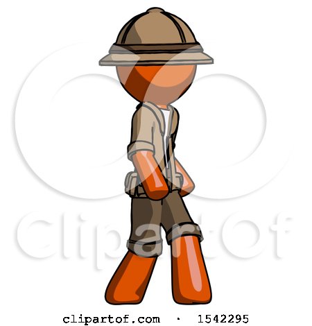 Orange Explorer Ranger Man Walking Turned Right Front View by Leo Blanchette