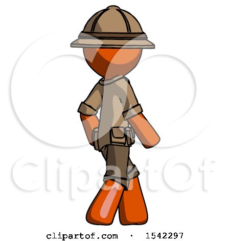Orange Explorer Ranger Man Walking Away Direction Right View by Leo Blanchette