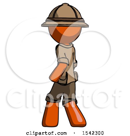 Orange Explorer Ranger Man Walking Away Direction Left View by Leo Blanchette