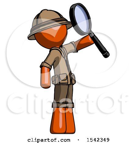 Orange Explorer Ranger Man Inspecting with Large Magnifying Glass Facing up by Leo Blanchette