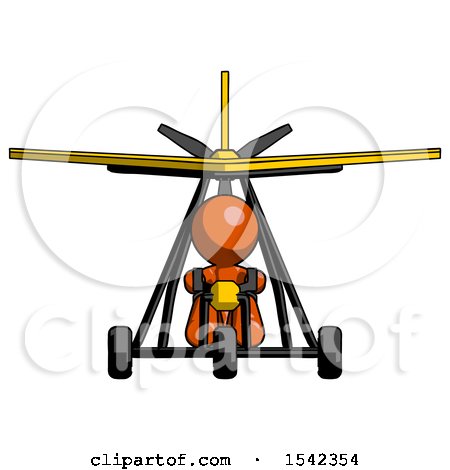 Orange Design Mascot Man in Ultralight Aircraft Front View by Leo Blanchette