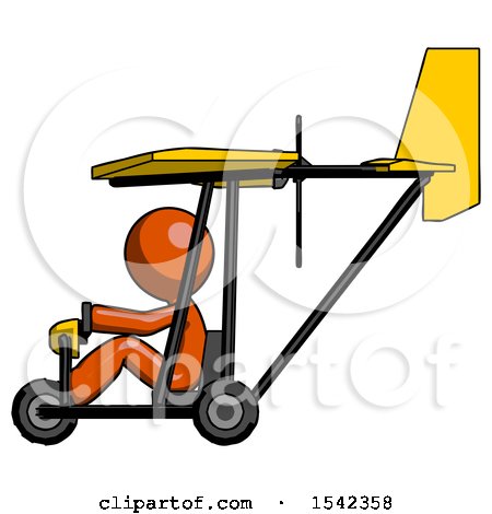 Orange Design Mascot Man in Ultralight Aircraft Side View by Leo Blanchette