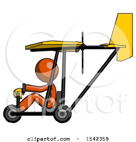Orange Design Mascot Woman in Ultralight Aircraft Side View by Leo Blanchette