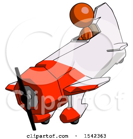 Orange Design Mascot Woman in Geebee Stunt Plane Descending View by Leo Blanchette