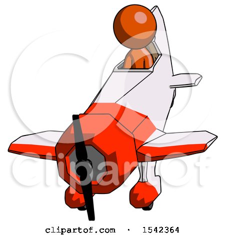 Orange Design Mascot Man in Geebee Stunt Plane Descending Front Angle View by Leo Blanchette