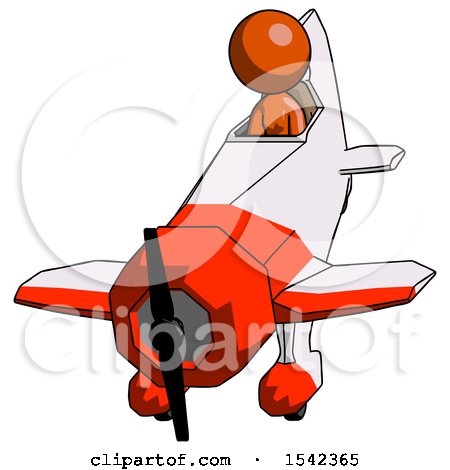 Orange Design Mascot Woman in Geebee Stunt Plane Descending Front Angle View by Leo Blanchette