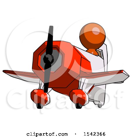 Orange Design Mascot Man Flying in Geebee Stunt Plane Viewed from Below by Leo Blanchette