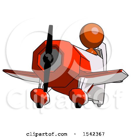 Orange Design Mascot Woman Flying in Geebee Stunt Plane Viewed from Below by Leo Blanchette