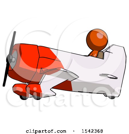 Orange Design Mascot Man in Geebee Stunt Aircraft Side View by Leo Blanchette
