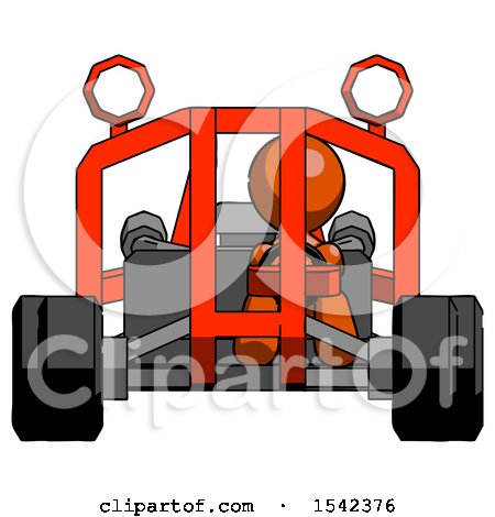 Orange Design Mascot Man Riding Sports Buggy Front View by Leo Blanchette