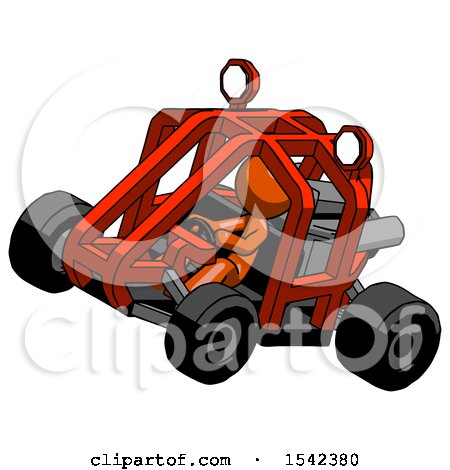 Orange Design Mascot Man Riding Sports Buggy Side Top Angle View by Leo Blanchette