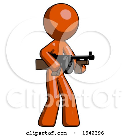 Orange Design Mascot Man Tommy Gun Gangster Shooting Pose by Leo Blanchette