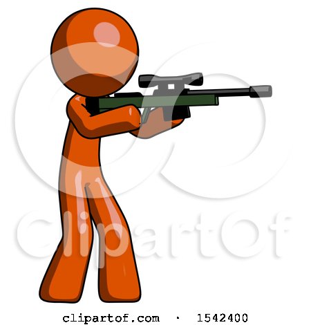 Orange Design Mascot Man Shooting Sniper Rifle by Leo Blanchette