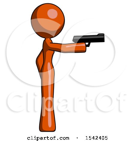 Orange Design Mascot Woman Firing a Handgun by Leo Blanchette